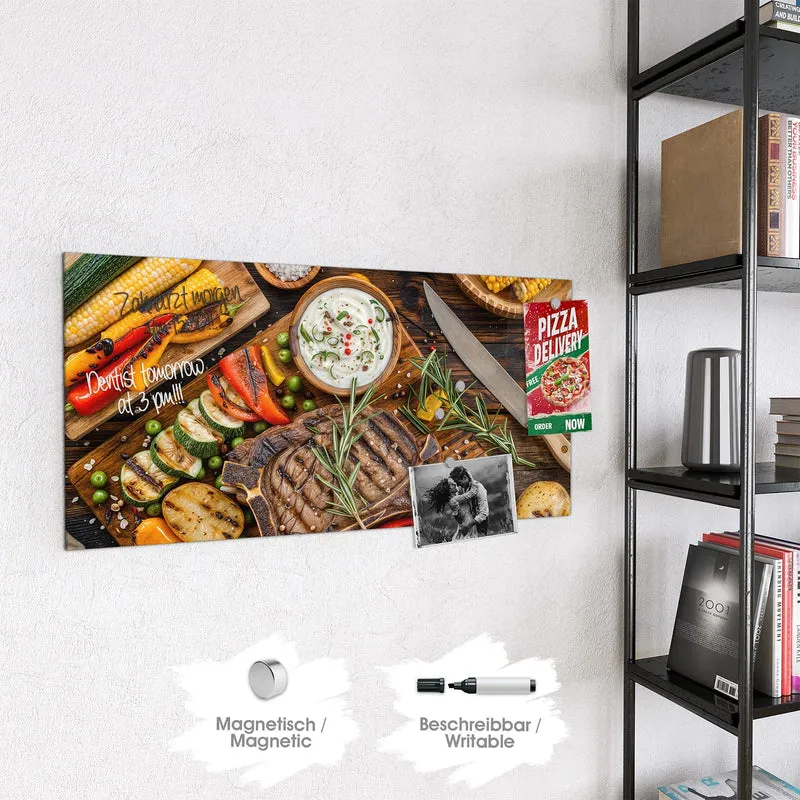 Magnettafel - Steak mit Grillgemüse