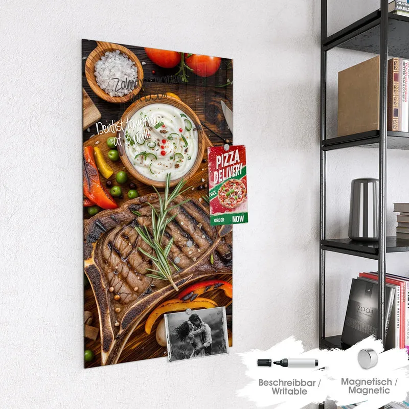 Magnettafel - Steak mit Grillgemüse
