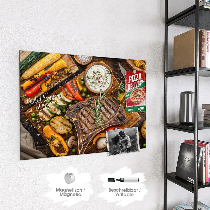 Magnettafel - Steak mit Grillgemüse