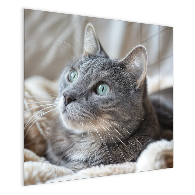 Magnettafel - Graue Katze auf Decke