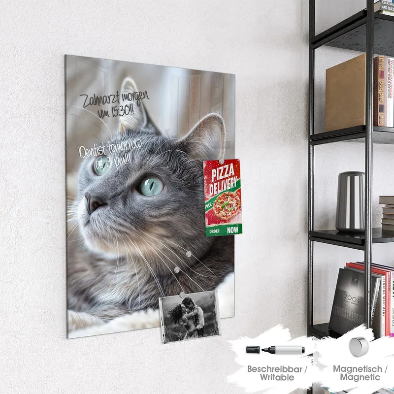 Magnettafel - Graue Katze auf Decke