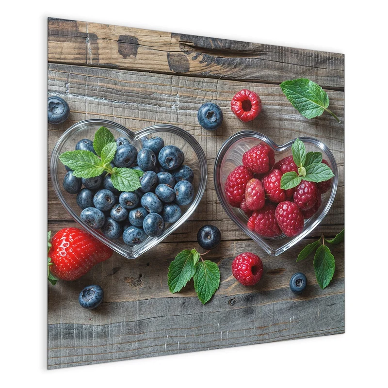 Magnettafel - Beeren in Herzschalen