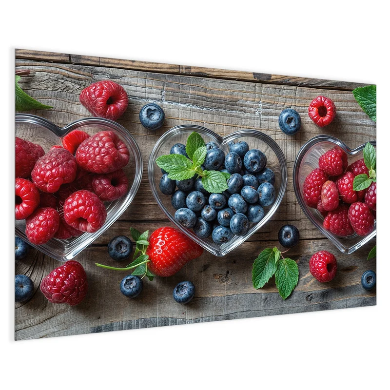 Magnettafel - Beeren in Herzschalen
