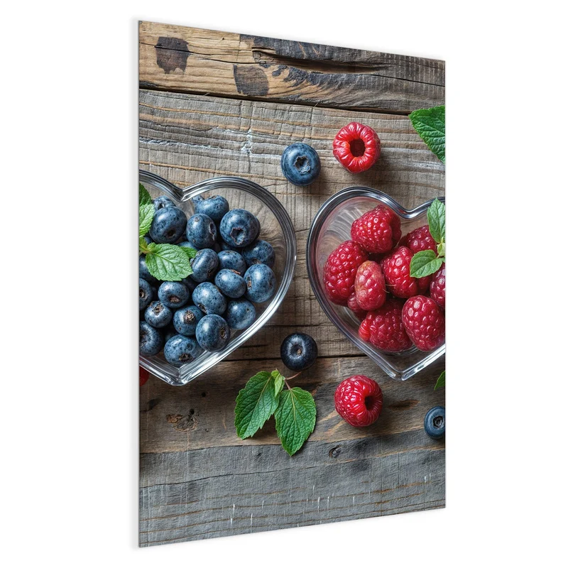 Magnettafel - Beeren in Herzschalen