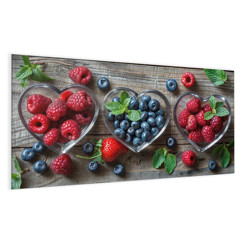 Magnettafel - Beeren in Herzschalen