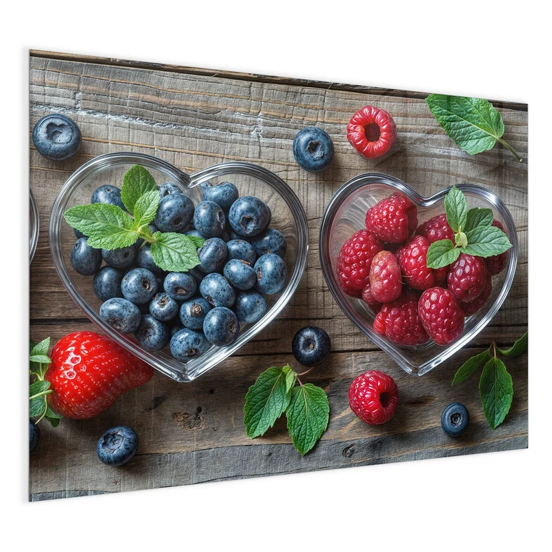 Magnettafel - Beeren in Herzschalen