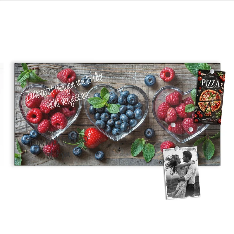 Magnettafel - Beeren in Herzschalen