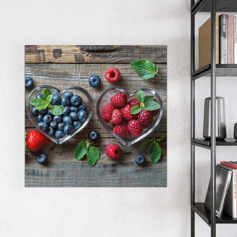 Magnettafel - Beeren in Herzschalen