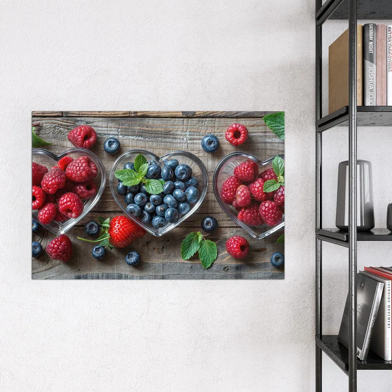 Magnettafel - Beeren in Herzschalen