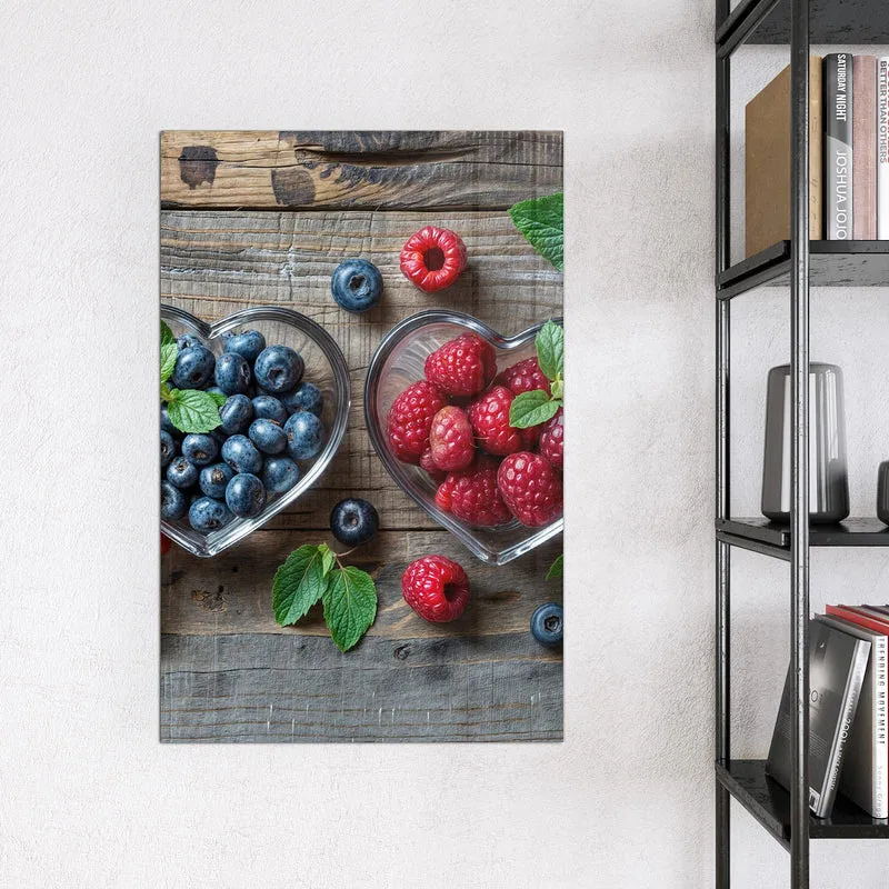 Magnettafel - Beeren in Herzschalen