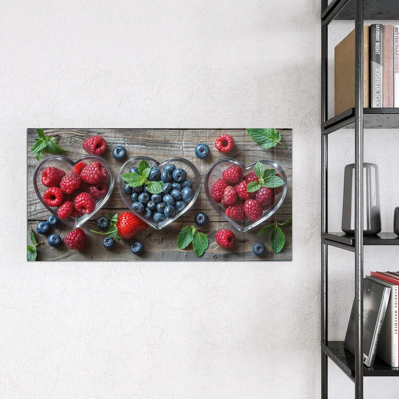 Magnettafel - Beeren in Herzschalen
