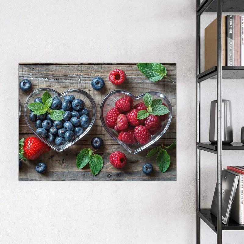 Magnettafel - Beeren in Herzschalen