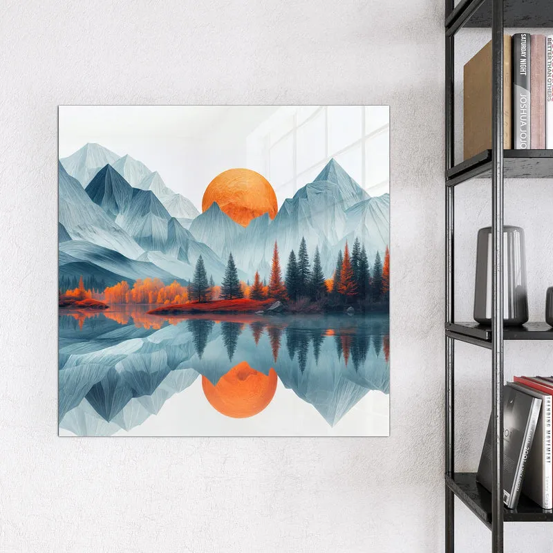 Magnettafel - Berge mit Spiegelung
