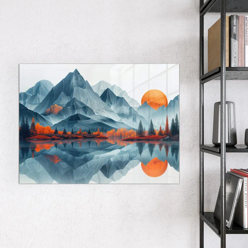 Magnettafel - Berge mit Spiegelung
