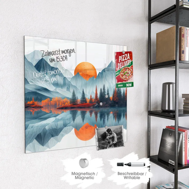Magnettafel - Berge mit Spiegelung