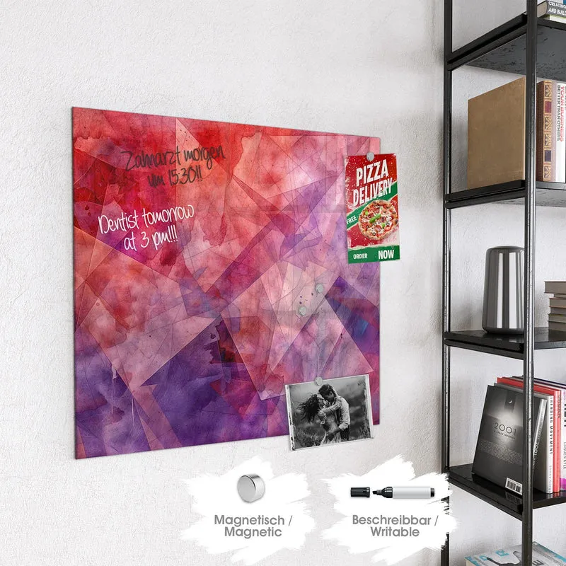 Magnettafel - Rote Aquarellpolygone