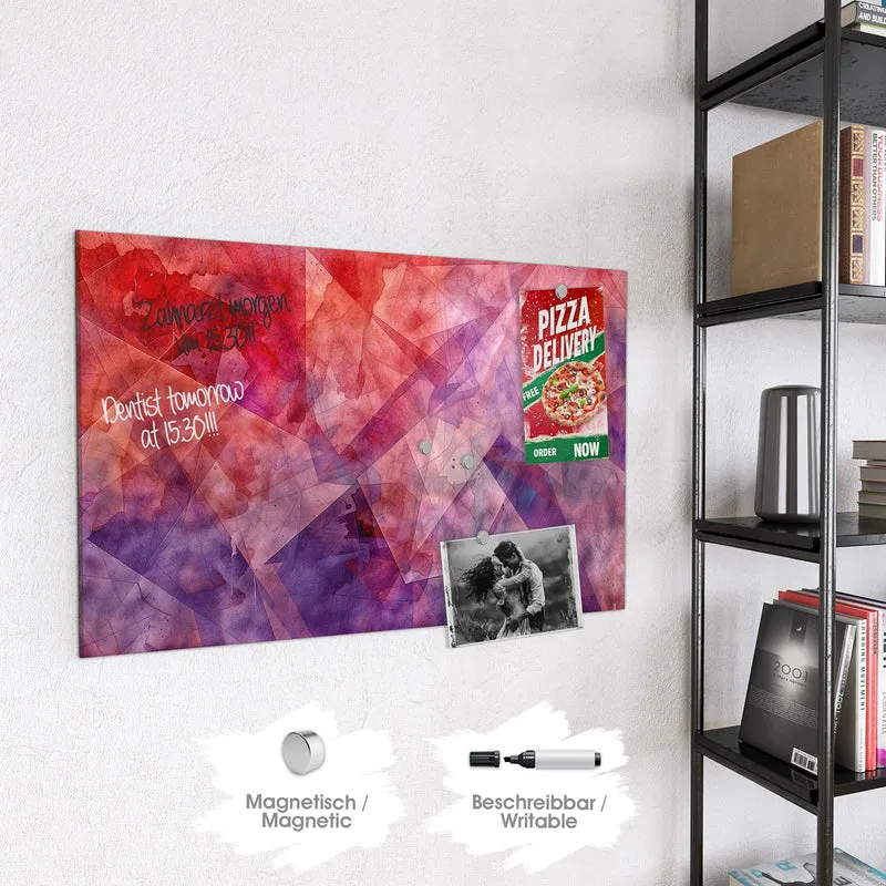 Magnettafel - Rote Aquarellpolygone