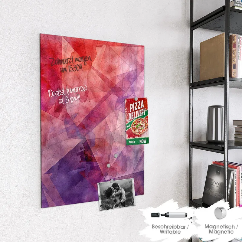 Magnettafel - Rote Aquarellpolygone