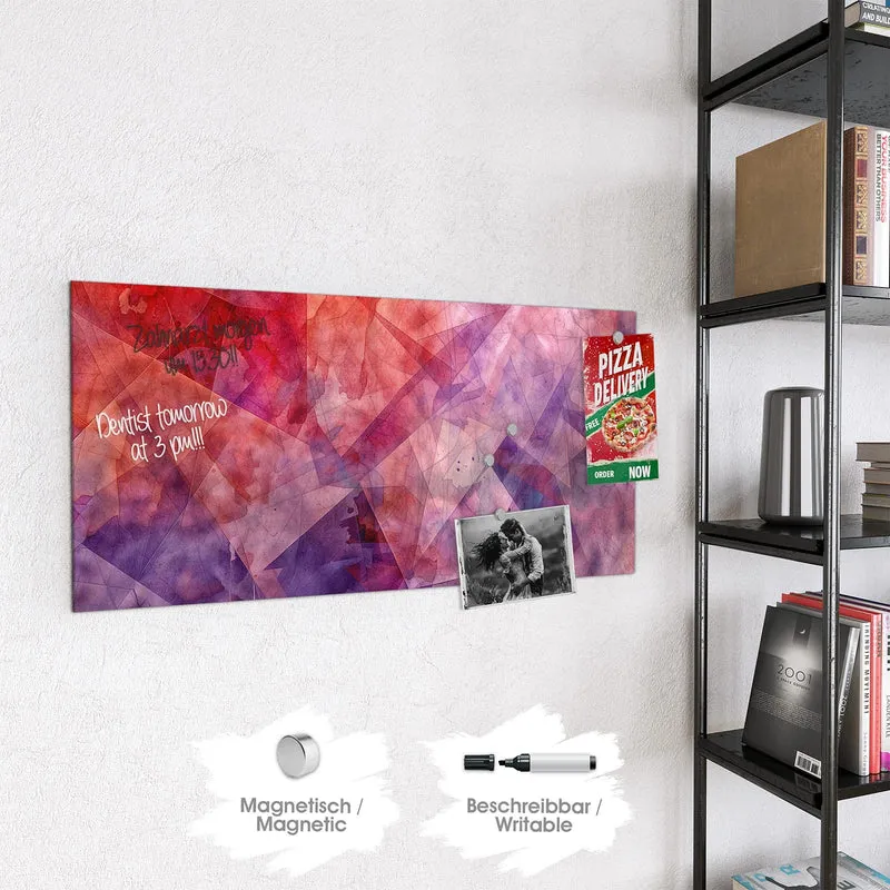 Magnettafel - Rote Aquarellpolygone