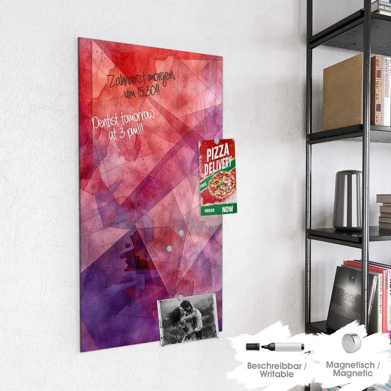 Magnettafel - Rote Aquarellpolygone