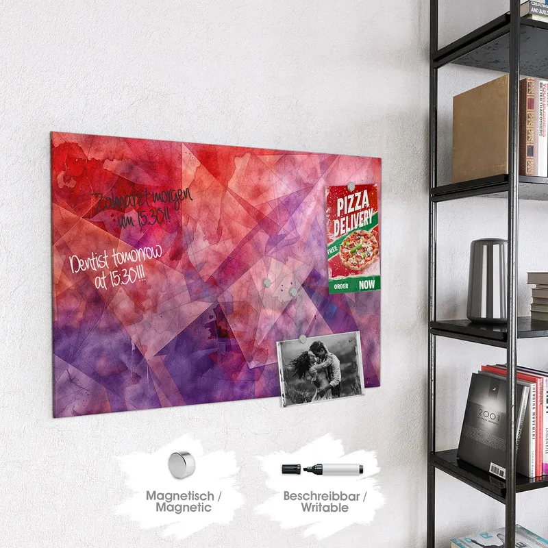 Magnettafel - Rote Aquarellpolygone