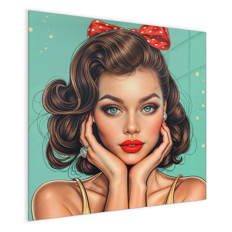 Magnettafel - Frau mit roter Schleife