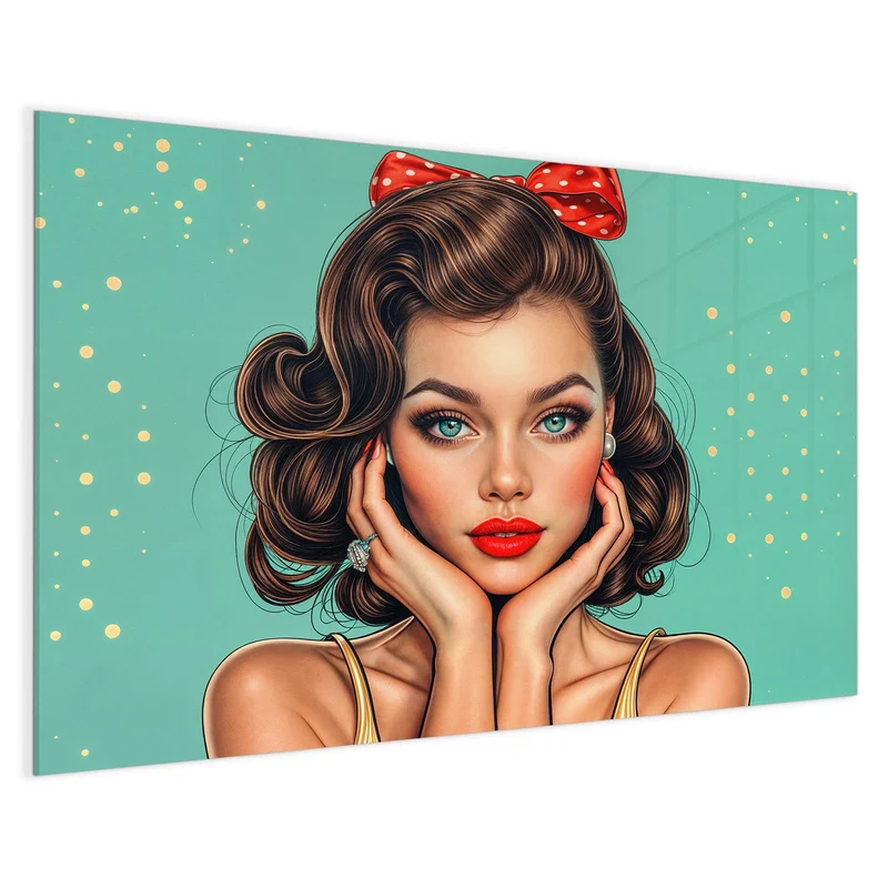 Magnettafel - Frau mit roter Schleife