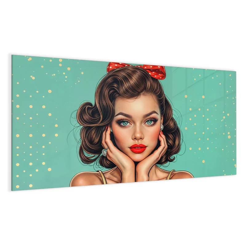 Magnettafel - Frau mit roter Schleife