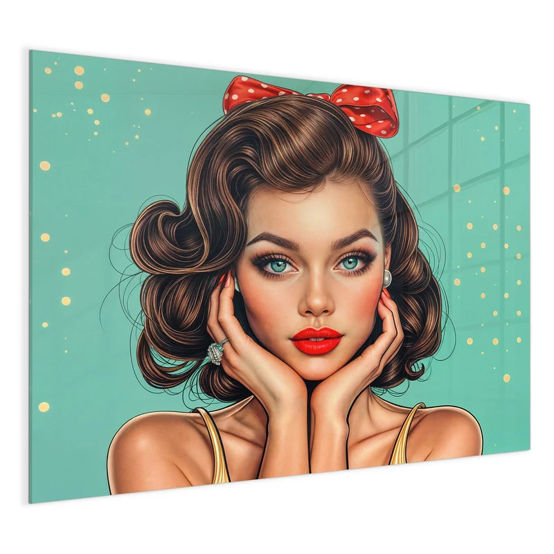 Magnettafel - Frau mit roter Schleife