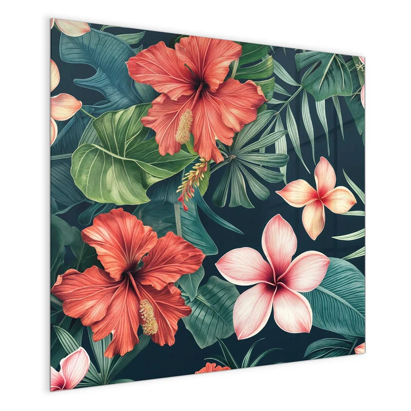 Magnettafel - Hibiskus auf Dunkelgrün