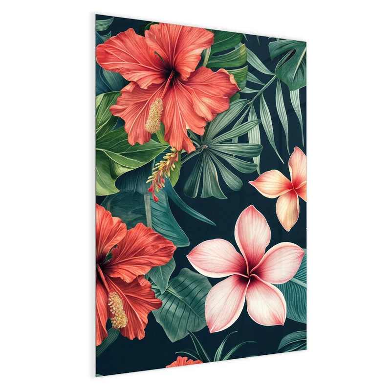 Magnettafel - Hibiskus auf Dunkelgrün