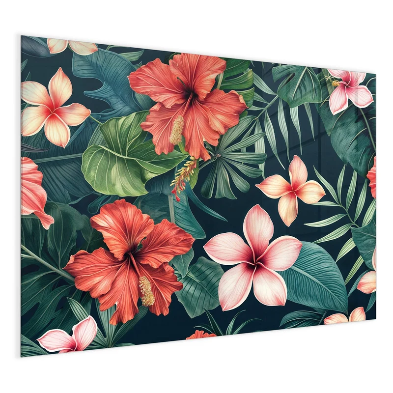 Magnettafel - Hibiskus auf Dunkelgrün