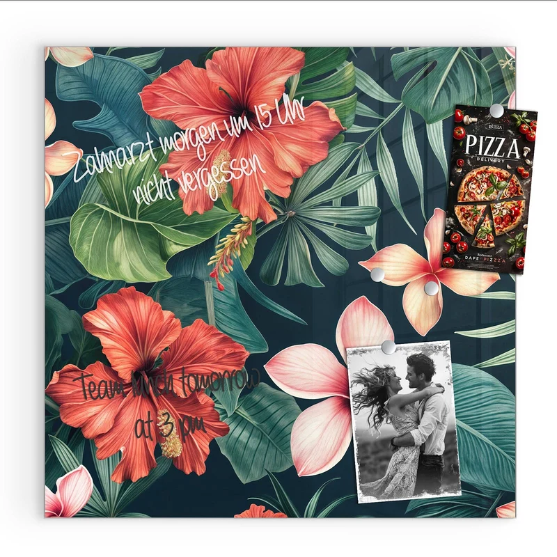 Magnettafel - Hibiskus auf Dunkelgrün