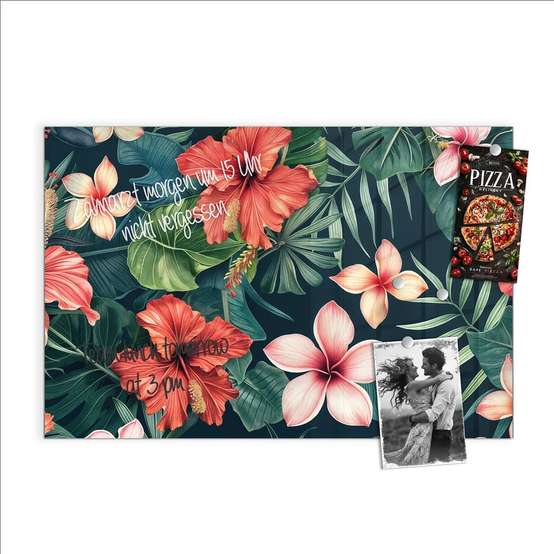 Magnettafel - Hibiskus auf Dunkelgrün
