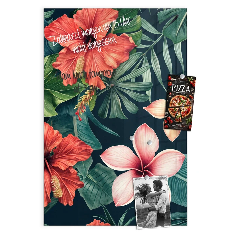 Magnettafel - Hibiskus auf Dunkelgrün