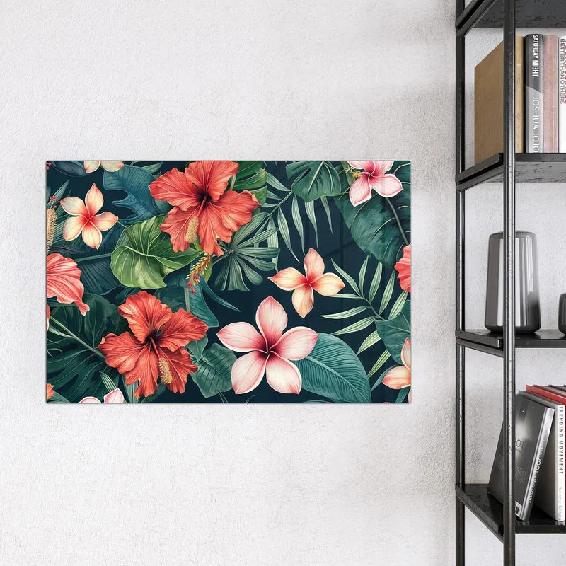 Magnettafel - Hibiskus auf Dunkelgrün