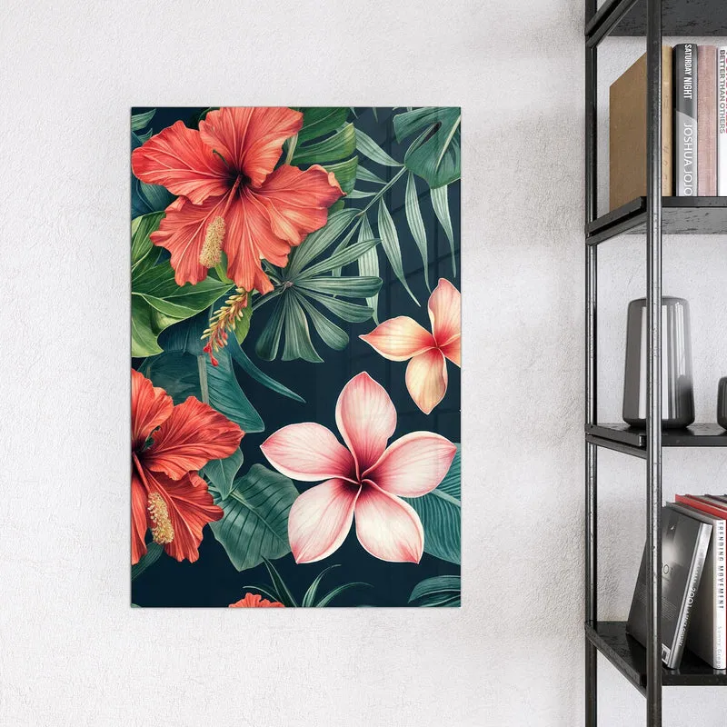 Magnettafel - Hibiskus auf Dunkelgrün