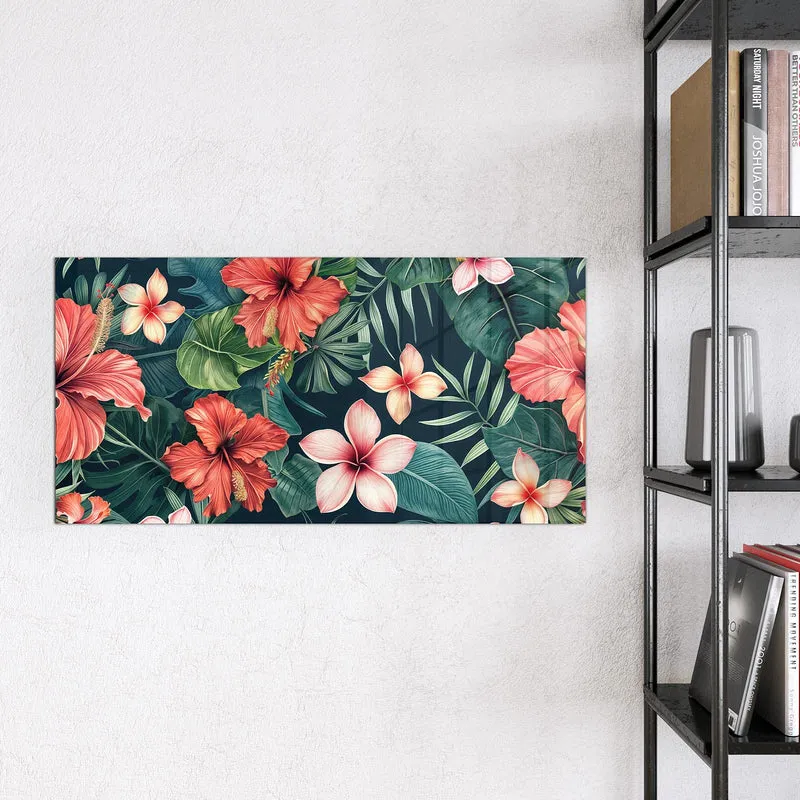 Magnettafel - Hibiskus auf Dunkelgrün