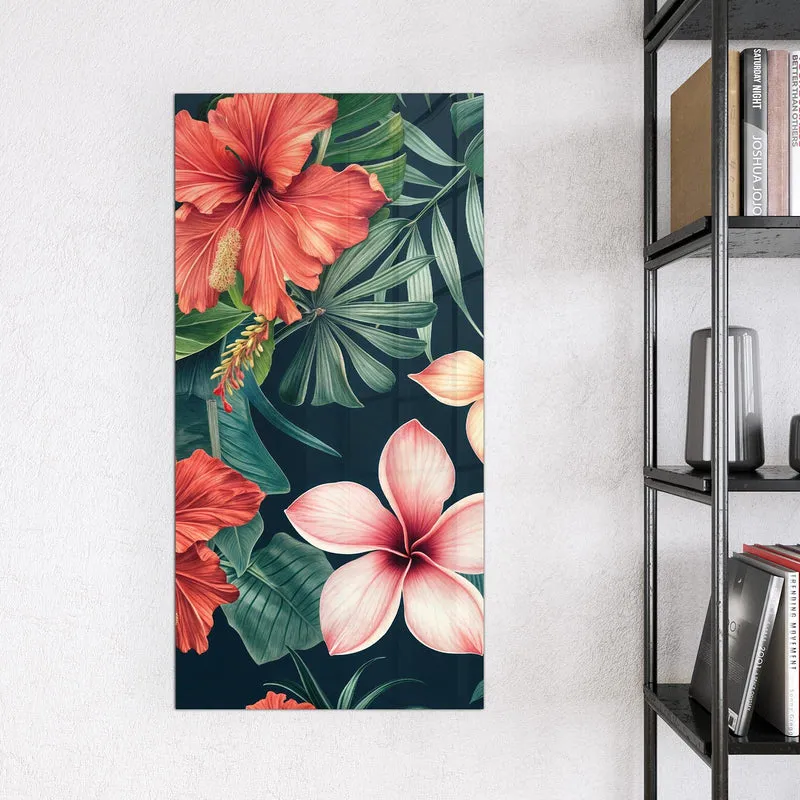 Magnettafel - Hibiskus auf Dunkelgrün