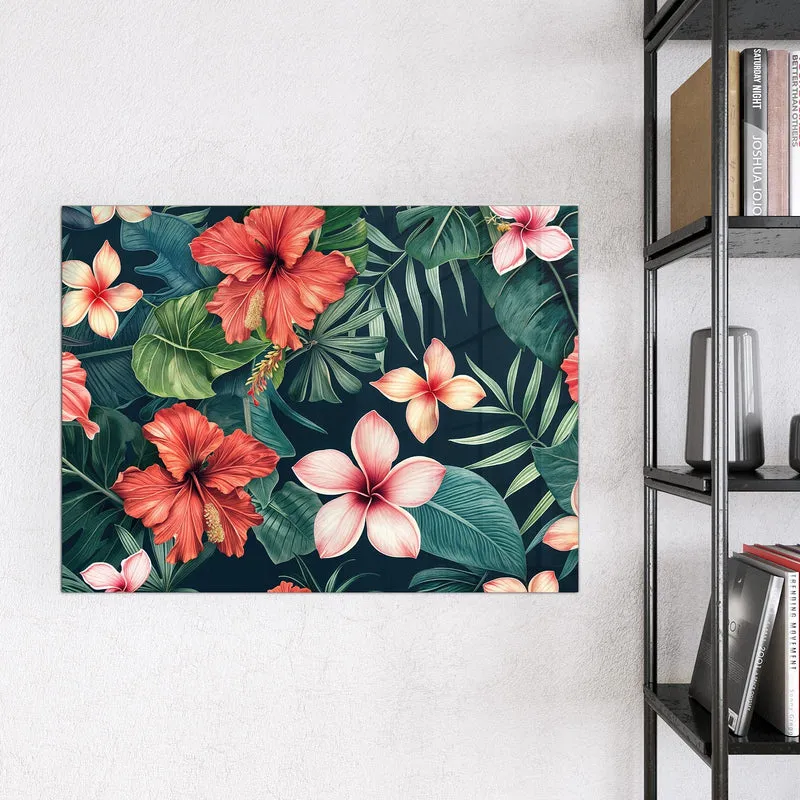 Magnettafel - Hibiskus auf Dunkelgrün
