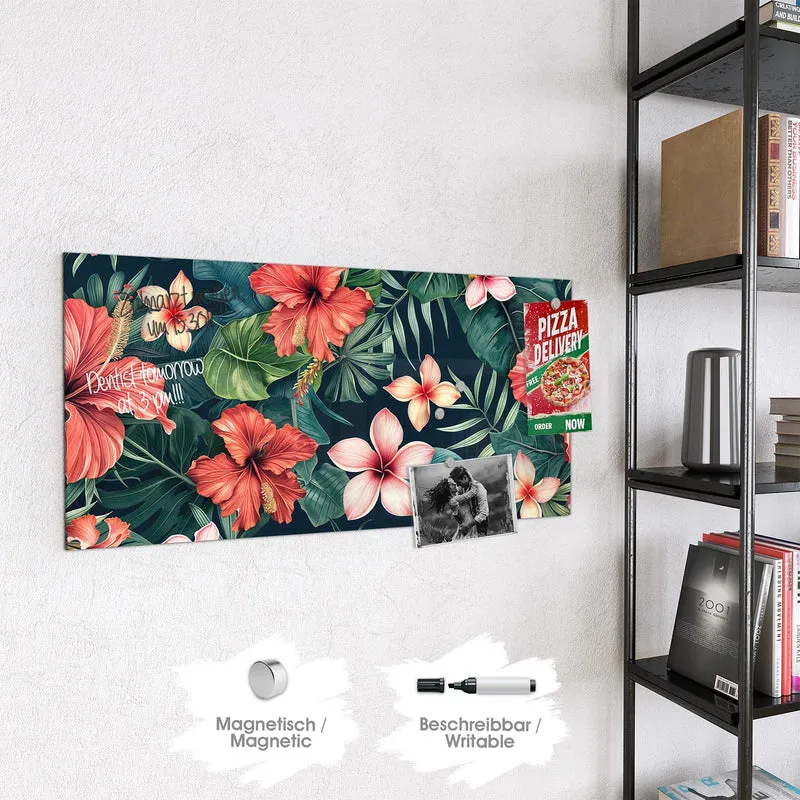 Magnettafel - Hibiskus auf Dunkelgrün