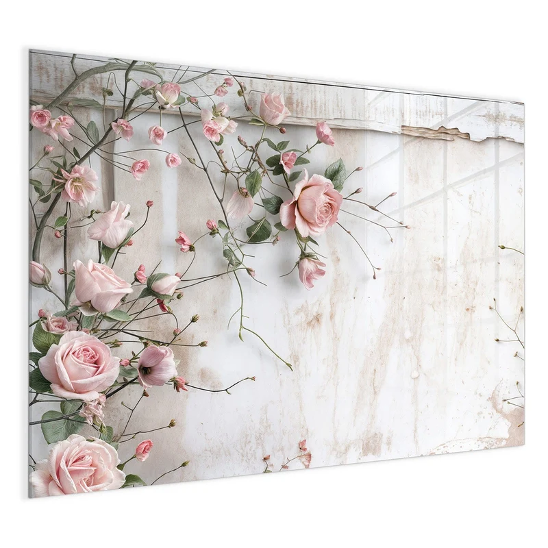 Magnettafel - Rosenranken auf Holz