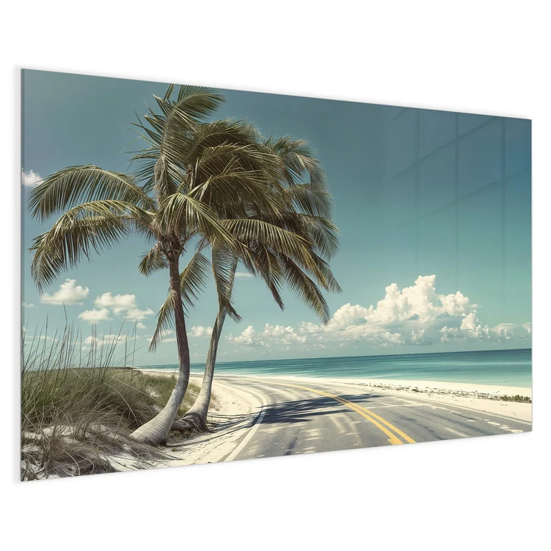 Magnettafel - Küstenstraße mit Palmen