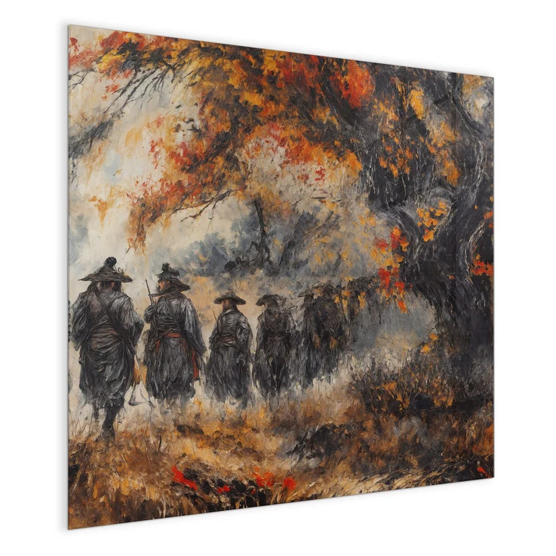 Magnettafel - Wanderer im Herbstwald