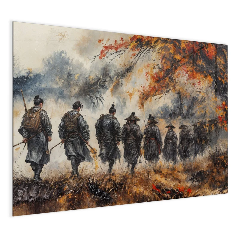 Magnettafel - Wanderer im Herbstwald