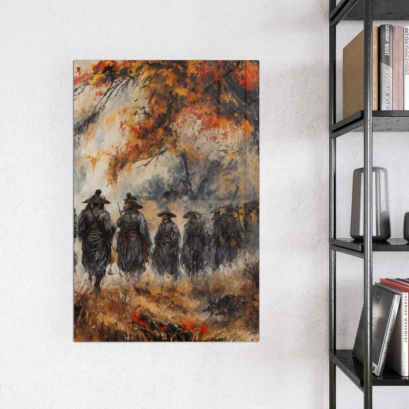 Magnettafel - Wanderer im Herbstwald