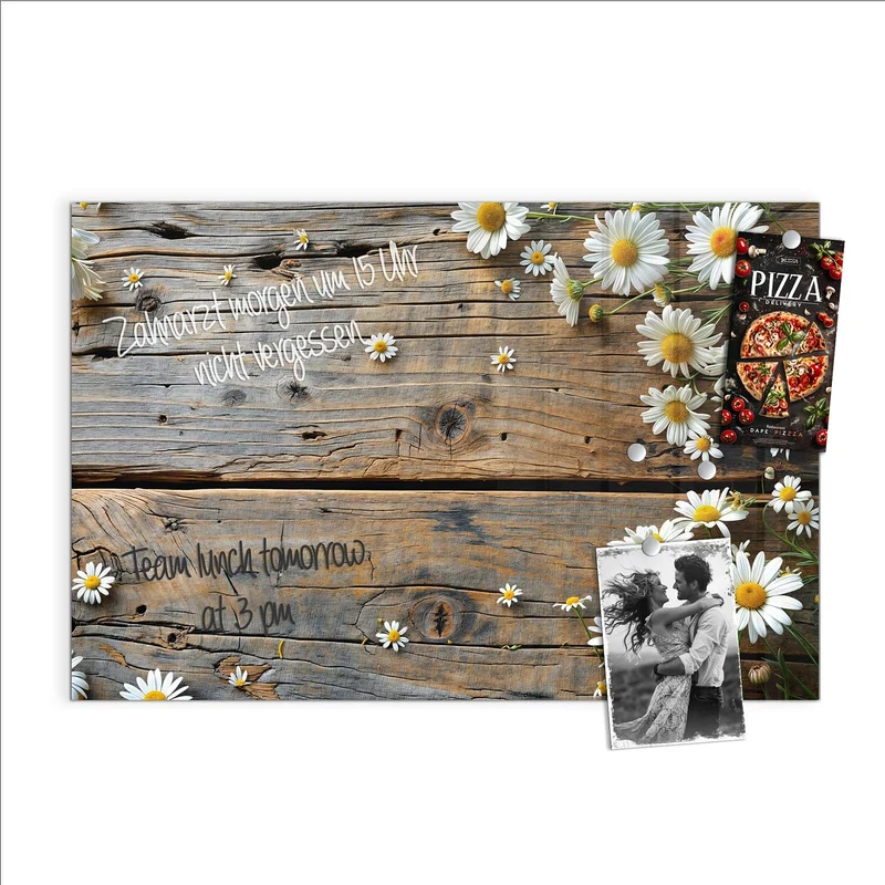Magnettafel - Gänseblümchen auf Holz