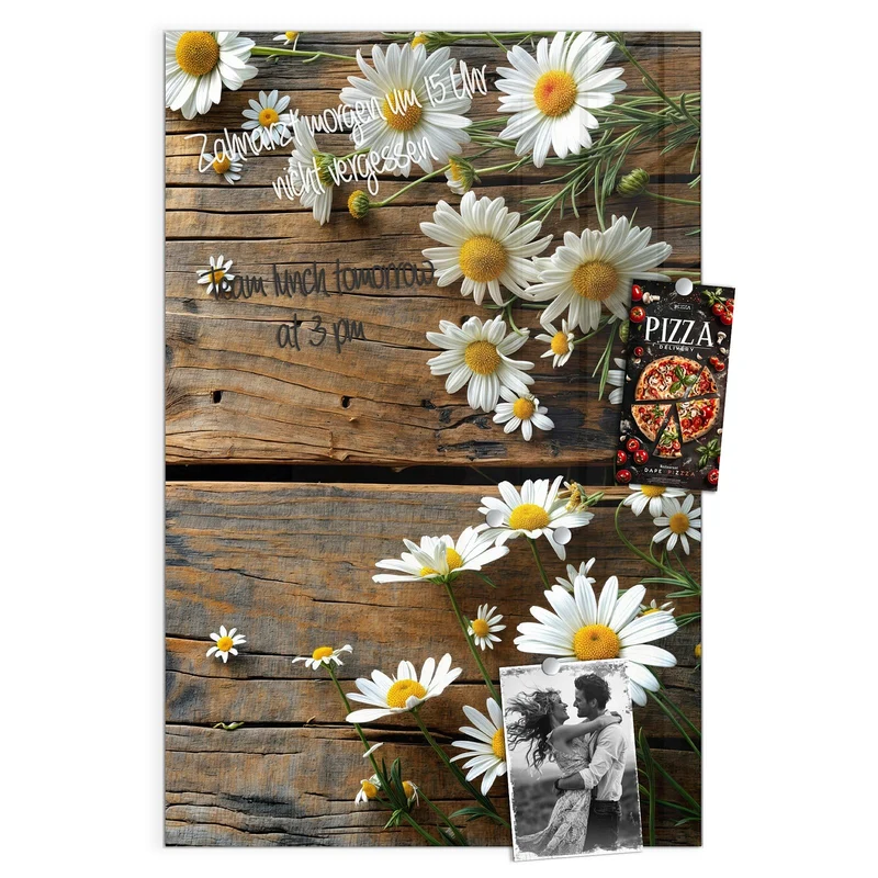 Magnettafel - Gänseblümchen auf Holz