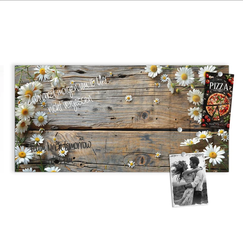 Magnettafel - Gänseblümchen auf Holz
