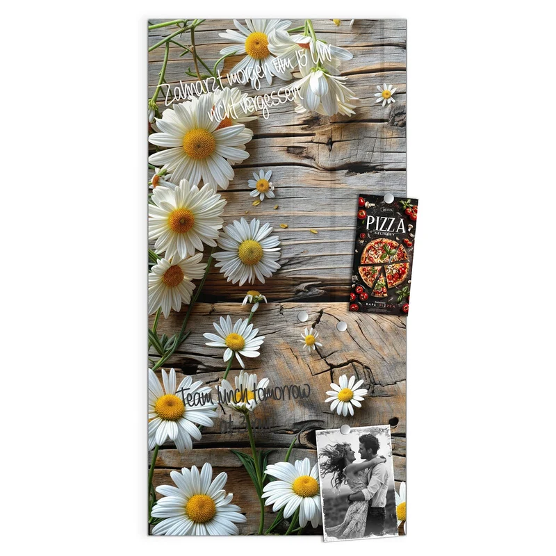 Magnettafel - Gänseblümchen auf Holz